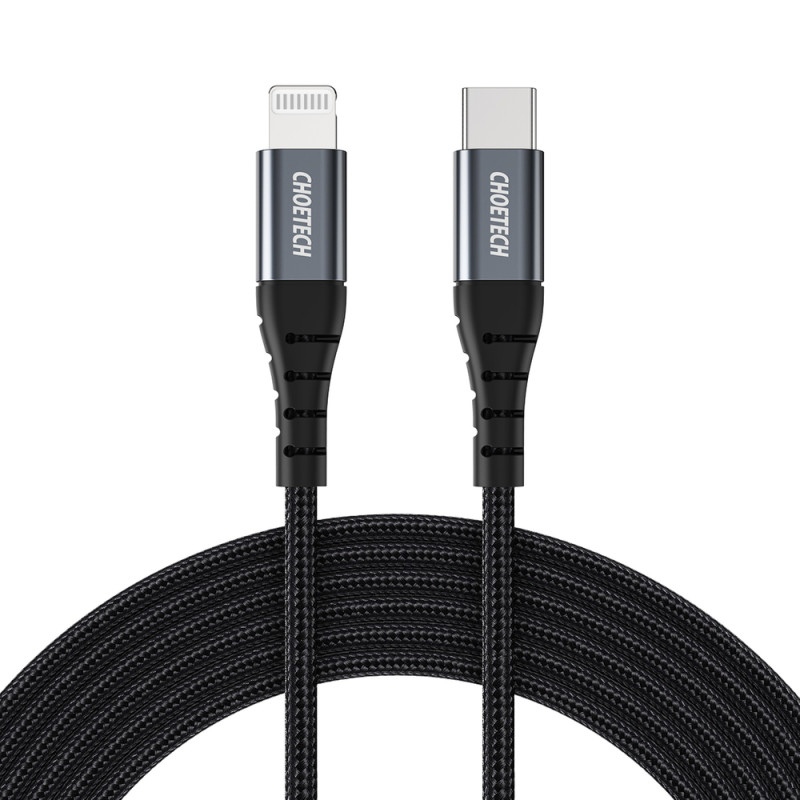 Choetech IP0039 USB-C / Lightning MFi cable, 1.2m long - black