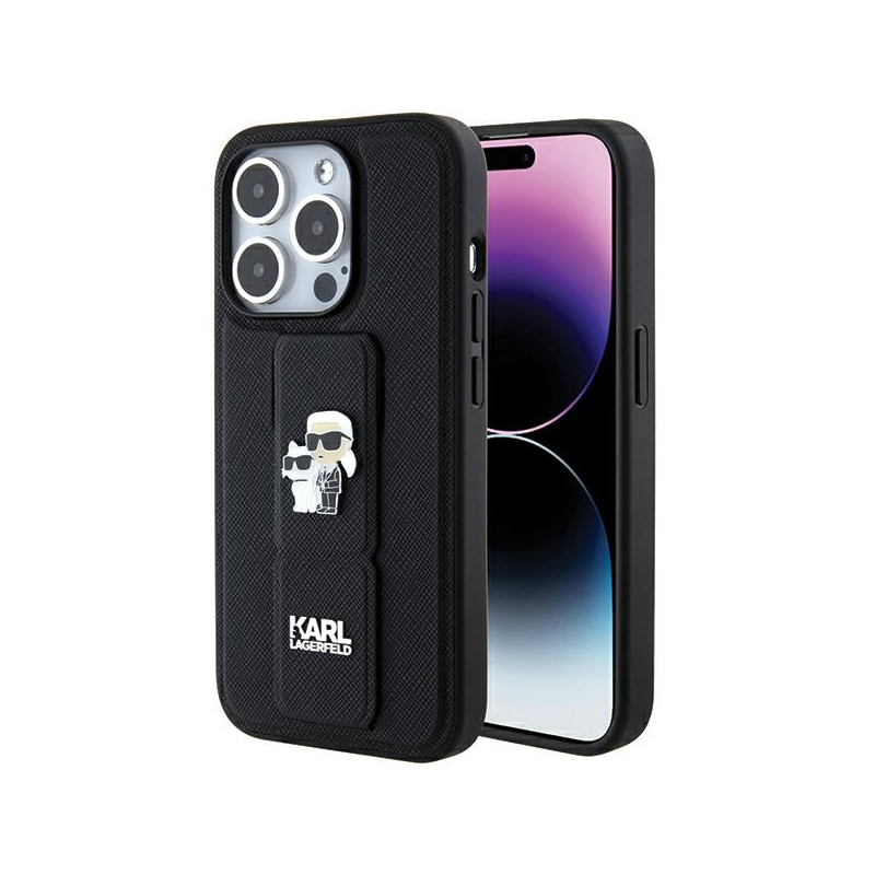 Kryt Karl Lagerfeld KARL&CHOUPETTE Gripstand pro iPhone 15 Pro - černý