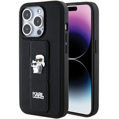 Kryt Karl Lagerfeld KARL&CHOUPETTE Gripstand iPhone 15 Pro černý