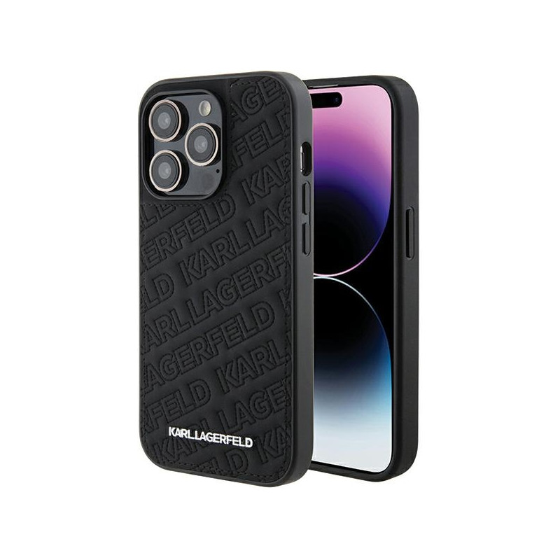 Kryt Karl Lagerfeld QUILTED K Pattern pro iPhone 15 Pro - černý