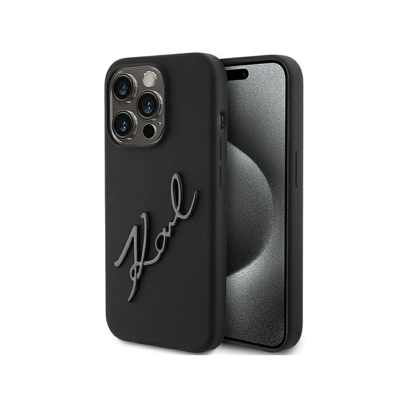 Kryt Karl Lagerfeld KARL SCRIPT pro iPhone 15 Pro - černý