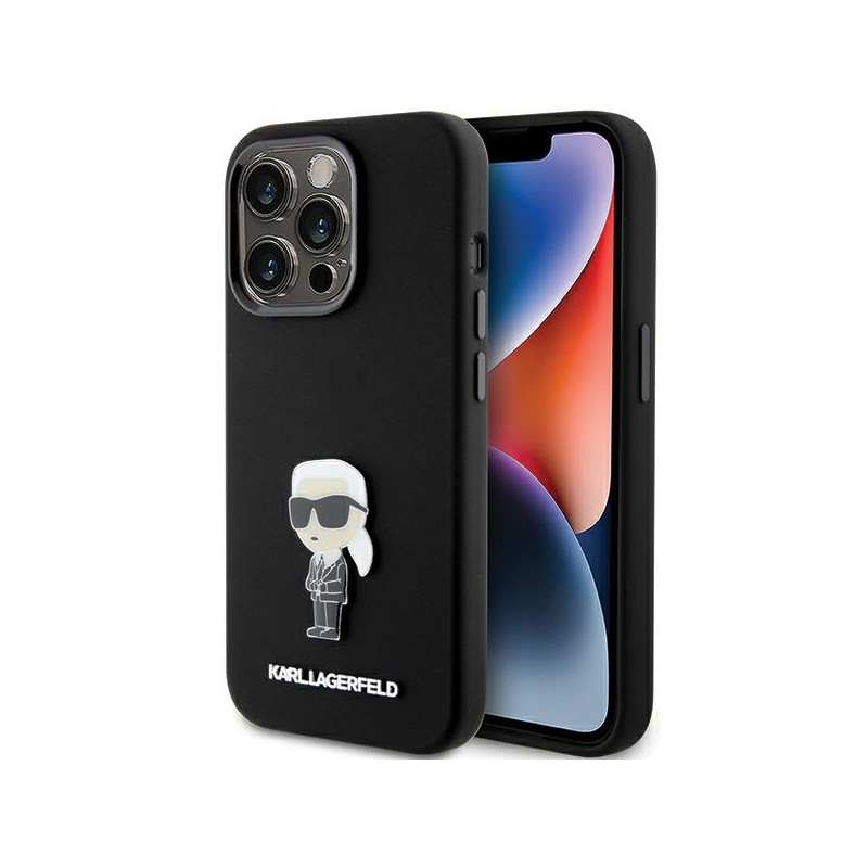 Kryt Karl Lagerfeld IKONIK Metal Pin pro iPhone 15 Pro - černý