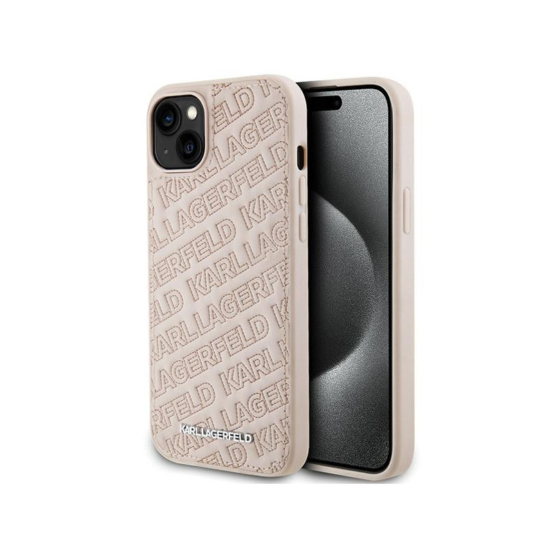 Kryt Karl Lagerfeld QUILTED K Pattern pro iPhone 15 Plus / 14 Plus - růžová