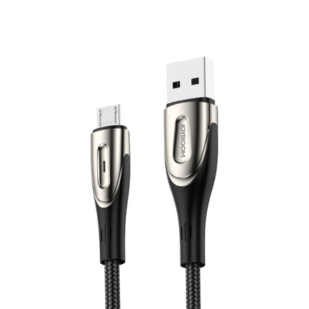 Kabel Joyroom Sharp Series S-M411 USB-A / micro USB 3A 1,2 m s indikátorem nabíjení - černý