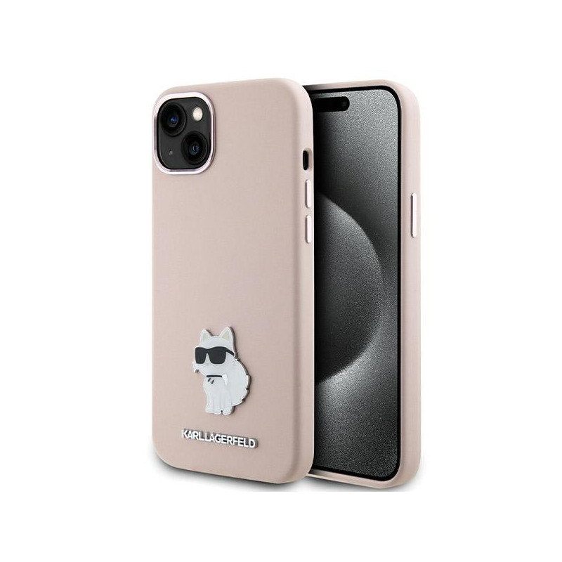 Pouzdro Karl Lagerfeld CHOUPETTE pro iPhone 15 Plus / 14 Plus - růžová