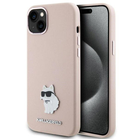 Pouzdro Karl Lagerfeld CHOUPETTE pro iPhone 15 Plus / 14 Plus - růžo