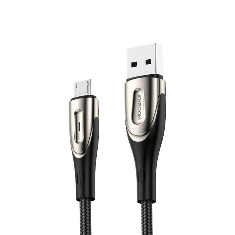 Kabel Joyroom Sharp Series S-M411 USB-A / micro USB 3A 2 m s indikátorem nabíjení - černý