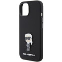 Kryt Karl Lagerfeld IKONIK Silicone Metal pro iPhone 15 - černý