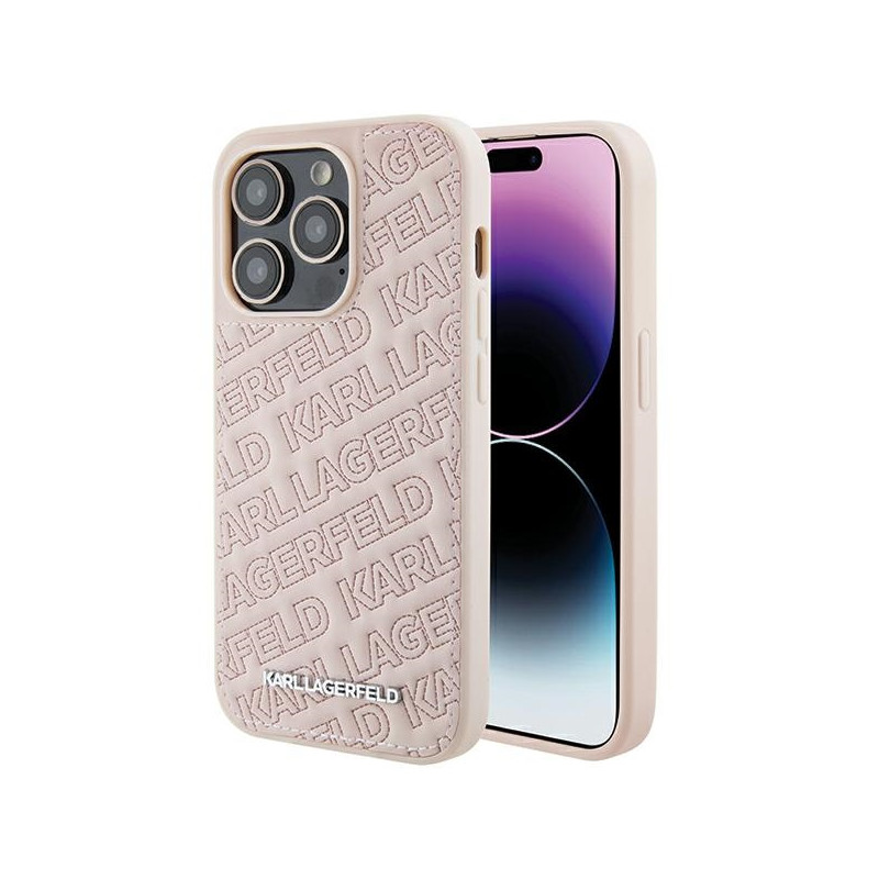 Kryt Karl Lagerfeld QUILTED K Pattern pro iPhone 15 Pro Max - růžový