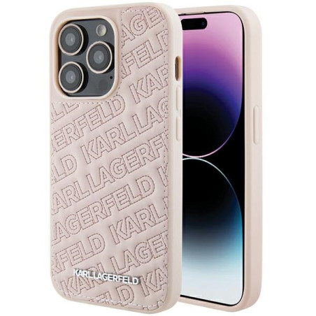 Kryt Karl Lagerfeld QUILTED K Pattern iPhone 15 Pro Max - růžový
