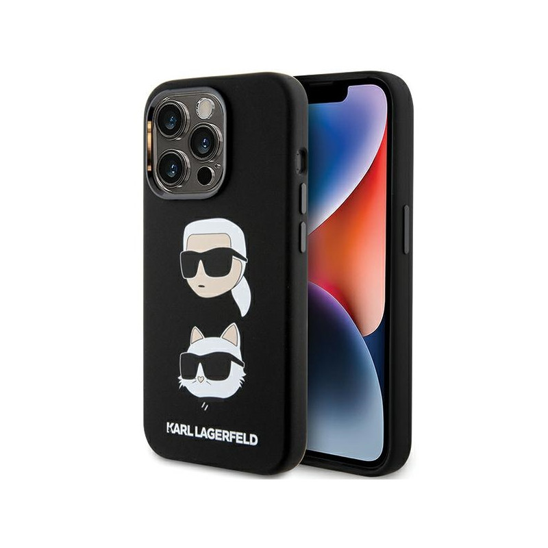 Kryt Karl Lagerfeld SILICONE Karl&Choupette pro iPhone 15 Pro Max - black