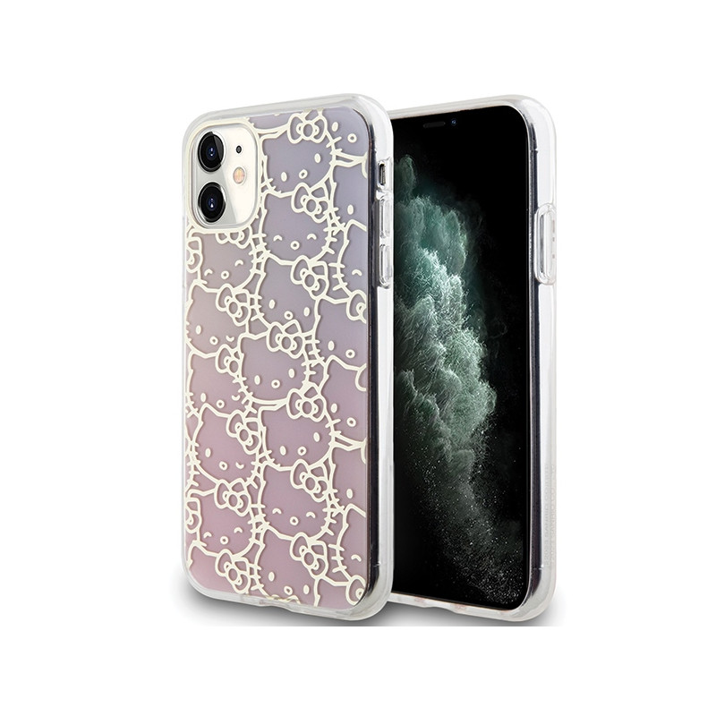 Kryt Hello Kitty IML Gradient Electrop Crowded Kitty Head pro iPhone 11 / XR - pink