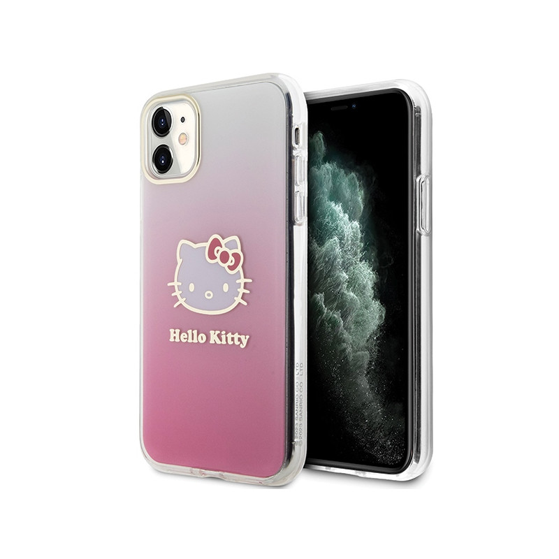 Kryt Hello Kitty IML Gradient Electrop Kitty Head pro iPhone 11 / XR - růžový