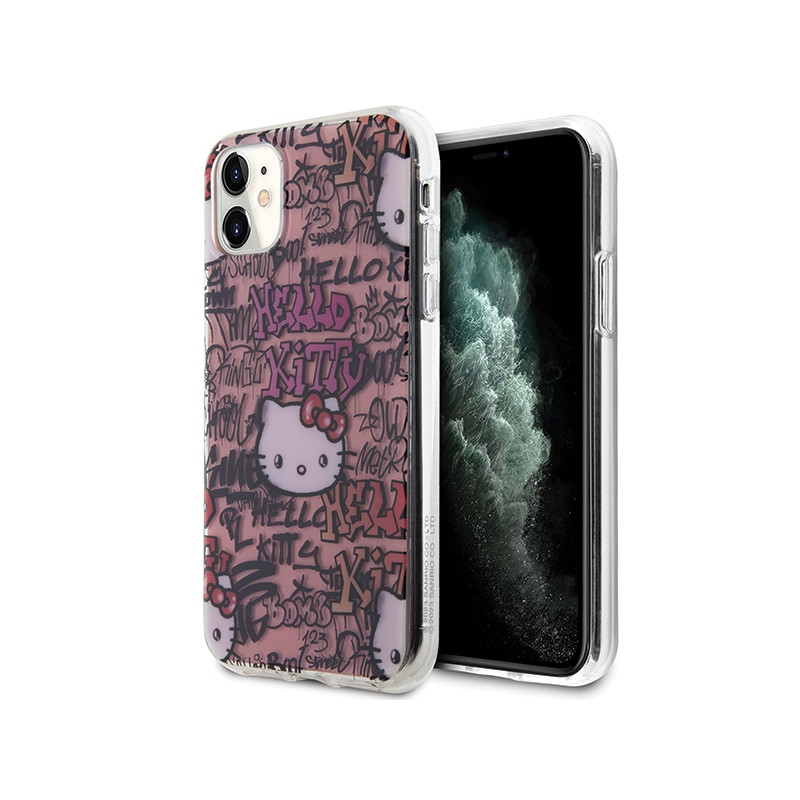 Kryt Hello Kitty IML Tags Graffiti pro iPhone 11 / XR - růžový
