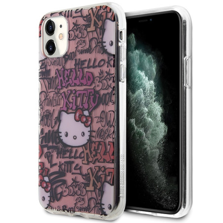 Kryt Hello Kitty IML Tags Graffiti iPhone 11/XR - růžový