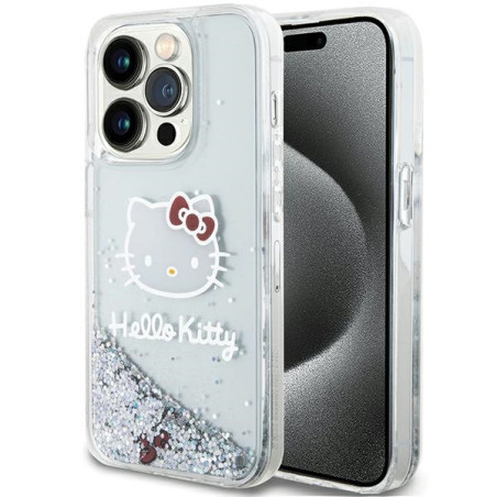 Kryt Hello Kitty Liquid Glitter pro iPhone 13 Pro - stříbrná