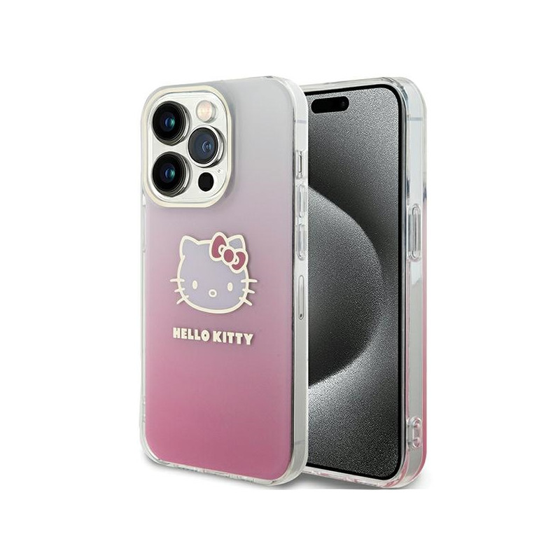 Kryt Hello Kitty IML Gradient Electrop Kitty Head pro iPhone 14 Pro - růžový