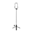 Selfie stick WH1YXS telescopic tripod 1m with round lamp and phone holder - black