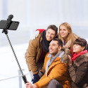 Selfie tyč WR1YXS teleskopický stativ 0,71 m s kruhovou lampičkou - černá