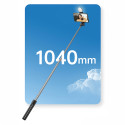 Selfie stick WH1YXS telescopic tripod 1m with round lamp and phone holder - black