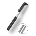 Selfie stick WH1YXS telescopic tripod 1m with round lamp and phone holder - black