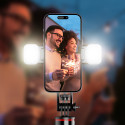 Selfie tyč WC13YDS teleskopický stativ 1,3 m s dvojitou lampičkou a držákem telefonu - černá
