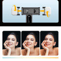 Selfie stick WC13YDS telescopic tripod 1.3m with double lamp and phone holder - black