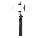 Selfie stick WC12YDS 1.3m aluminum alloy telescopic tripod with dual lamp and phone holder - black