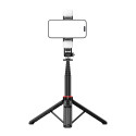 Selfie stick WC12YDS 1.3m aluminum alloy telescopic tripod with dual lamp and phone holder - black