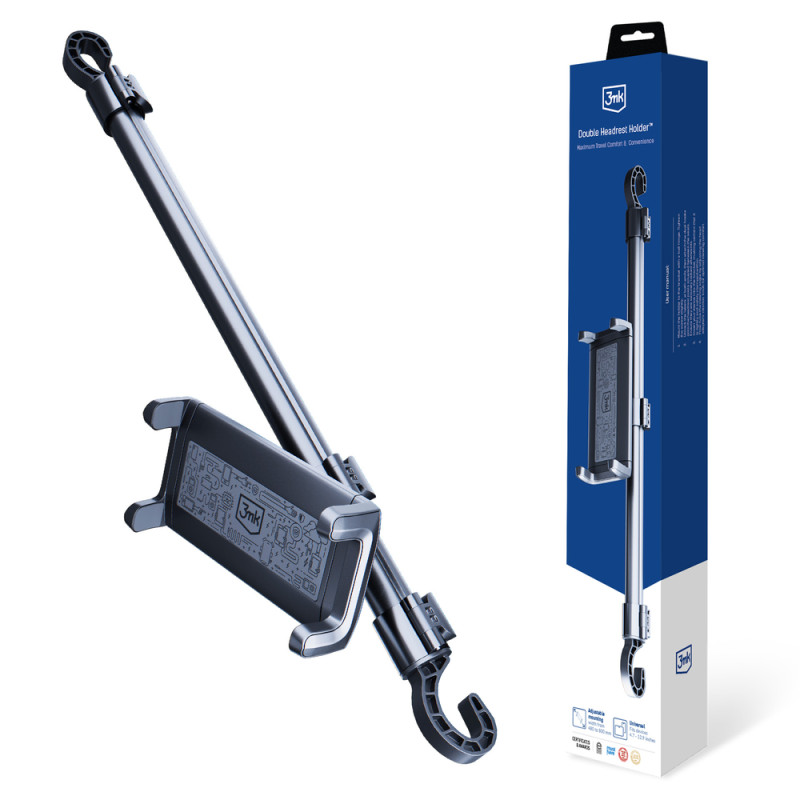 Držák do auta 3mk Double Headrest pro tablet nebo telefon na opěrky hlavy - černý