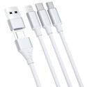 3mk Hyper Cable 3in1 USB-A - USB-C / USB-C - micro USB - Lightning 1.5m - white
