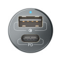 3mk Hyper Car Charger USB-C USB-A 100W - silver