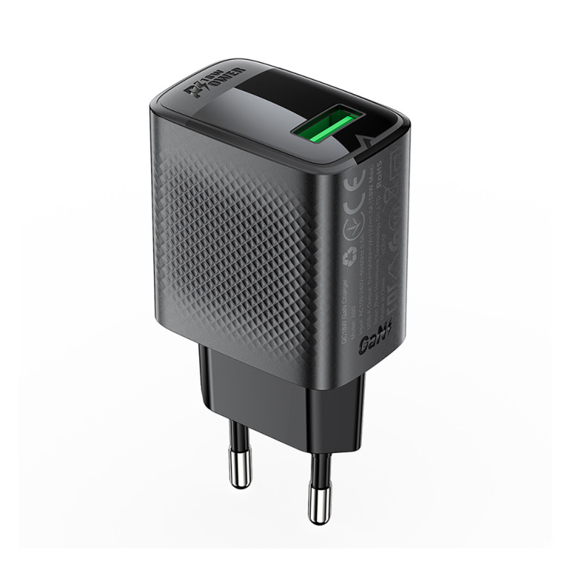 Acefast A90 Charger GaN USB-A QC 18W - Black