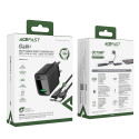 Acefast A90 GaN USB-A QC 18W Charger - Black + USB-A / USB-C Cable