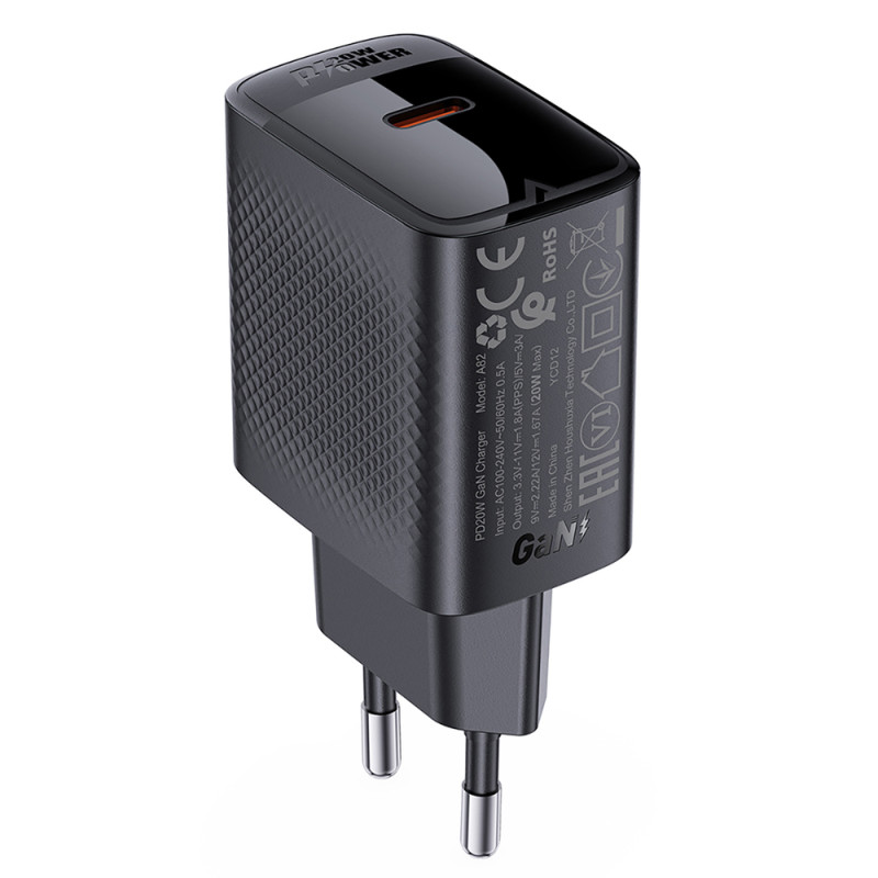 Acefast A82 Charger Network GaN USB-C PD 20W - Black