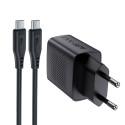 Acefast A82 Network Charger GaN USB-C PD 20W - Black + USB-C / USB-C Cable