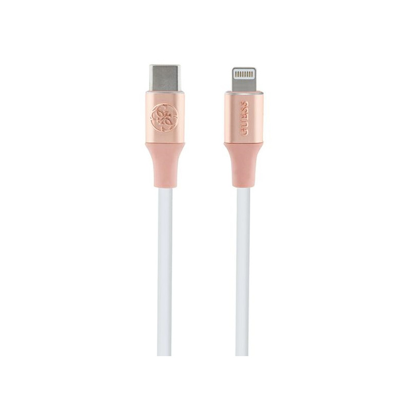 Guess Ebossed Logo USB-C / Lightning Cable 1.5m Fast Charging - Pink