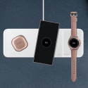 Indukční nabíječka Samsung Trio EP-P6300TWEGEU 3v1 pro telefon / Galaxy Watch / Buds - bílá + nabíječka do sítě + kabel