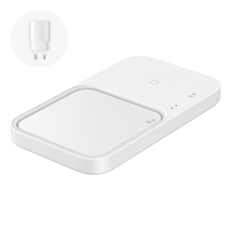 Indukční nabíječka Samsung Wireless Charger Duo EP-P5400TWEGEU 15W - bílá + nabíječka do sítě + kabel