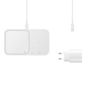 Indukční nabíječka Samsung Wireless Charger Duo EP-P5400TWEGEU 15W - bílá + nabíječka do sítě + kabel
