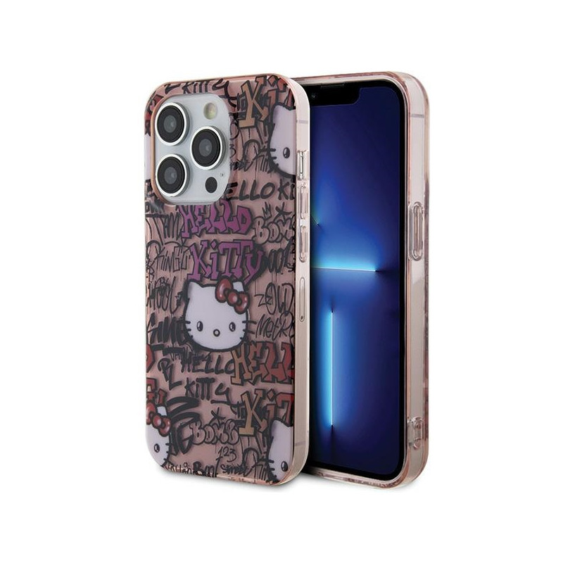 Kryt Hello Kitty IML TAGS pro iPhone 14 Pro - růžový