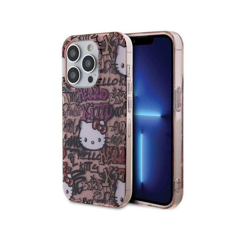 Kryt Hello Kitty IML Tags pro iPhone 15 Pro - růžová