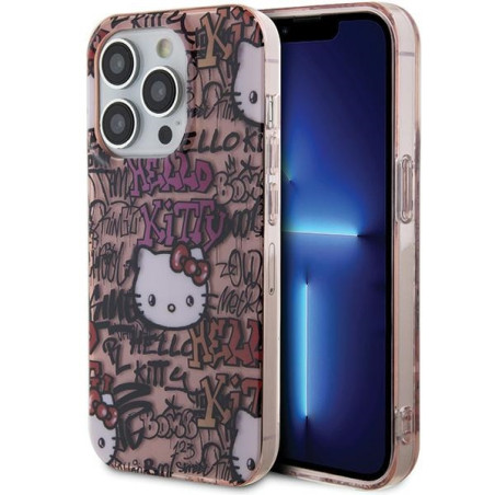 Kryt Hello Kitty IML Tags pro iPhone 15 Pro - růžová