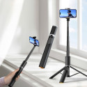 Selfie tyč Tech-Protect L08S Bluetooth s dálkovým ovladačem, stativ do 141 cm - černá