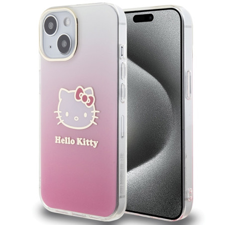 Kryt Hello Kitty IML Gradient pro iPhone 15 - růžová