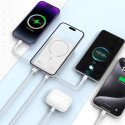 Powerbanka Tech-Protect LifeMag PB31 s MagSafe 10000mAh 15W USB-C / USB-A / vestavěné kabely USB-C / Lightning - bílá
