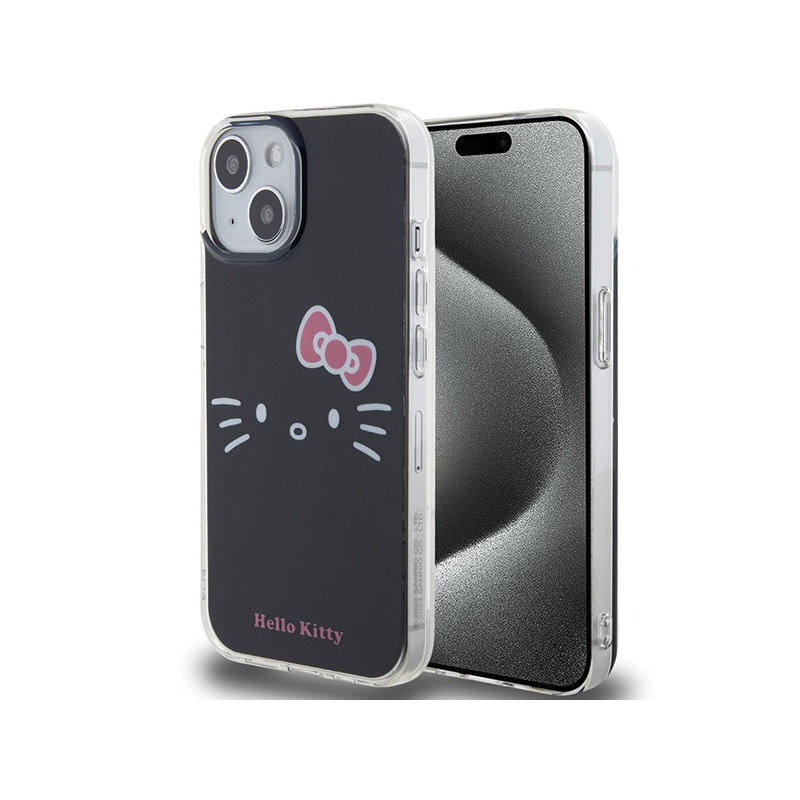 Kryt Hello Kitty IML Kitty Face pro iPhone 15 - černý