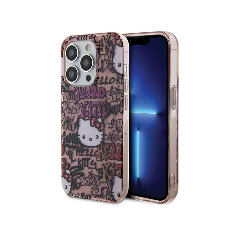 Kryt Hello Kitty IML Tags pro iPhone 15 Pro Max - růžová