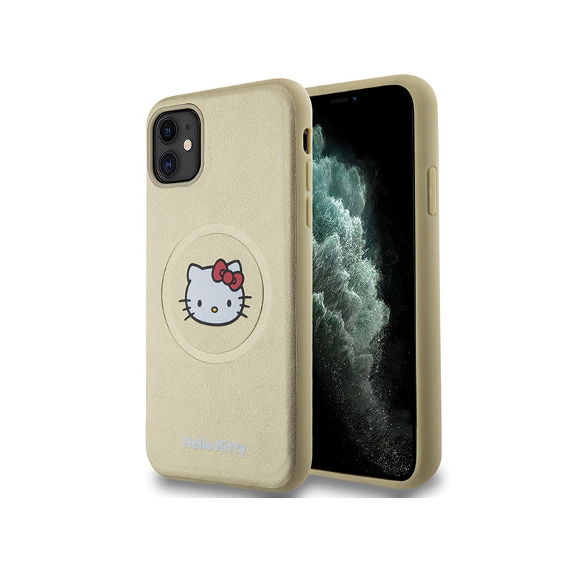 Pouzdro Hello Kitty LEATHER KITI Head MagSafe pro iPhone 11 / XR - zlaté