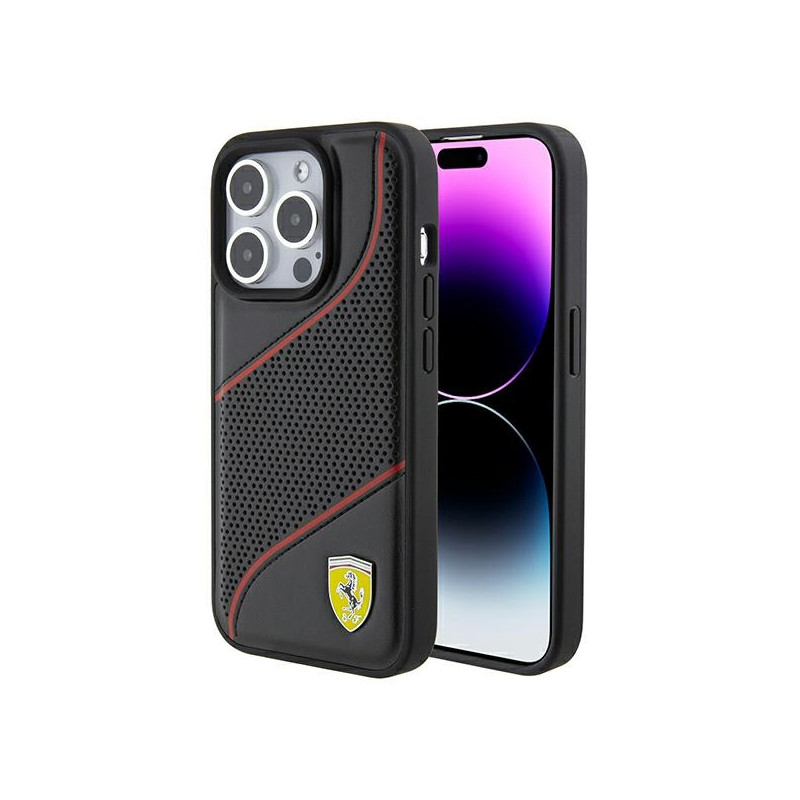 Kryt Ferrari PERFORATED WAVES pro iPhone 15 Pro - černý